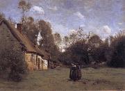 Jean Baptiste Camille  Corot Farmhouse in Normandy oil painting artist